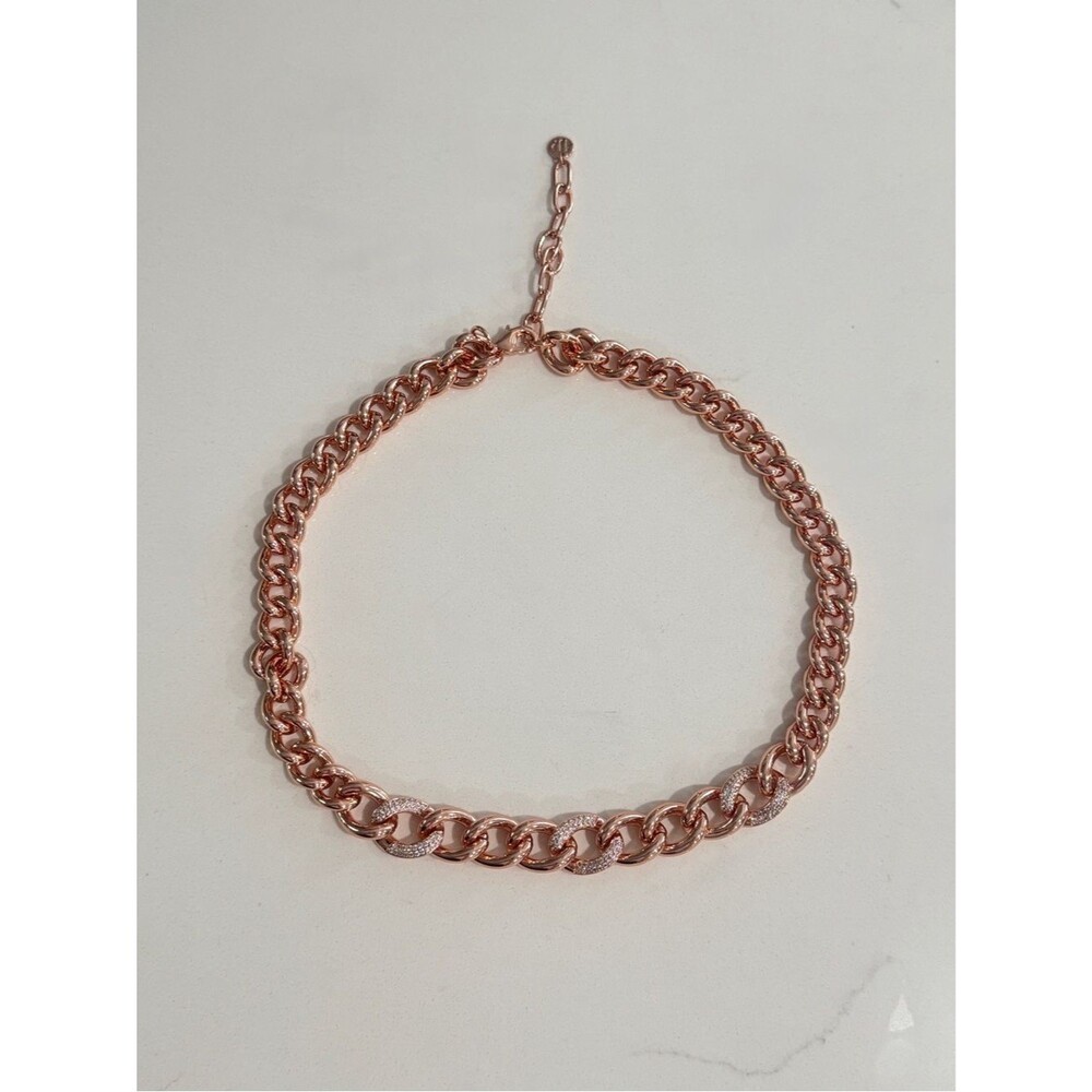 NIB BOMB PARTY Rose Gold CZ Statement Chain Necklace Make A Statement MSRP $144